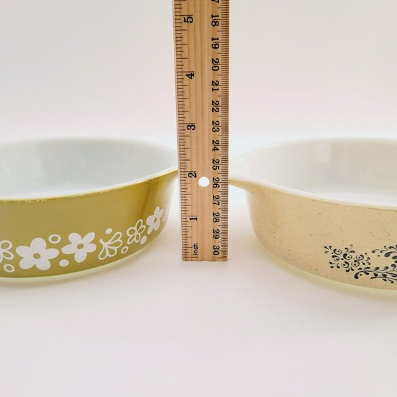 Pyrex Casserole Dishes Homestead & Spring Blossom Floral Green 1pt Retro Bowls - Picture 7 of 10